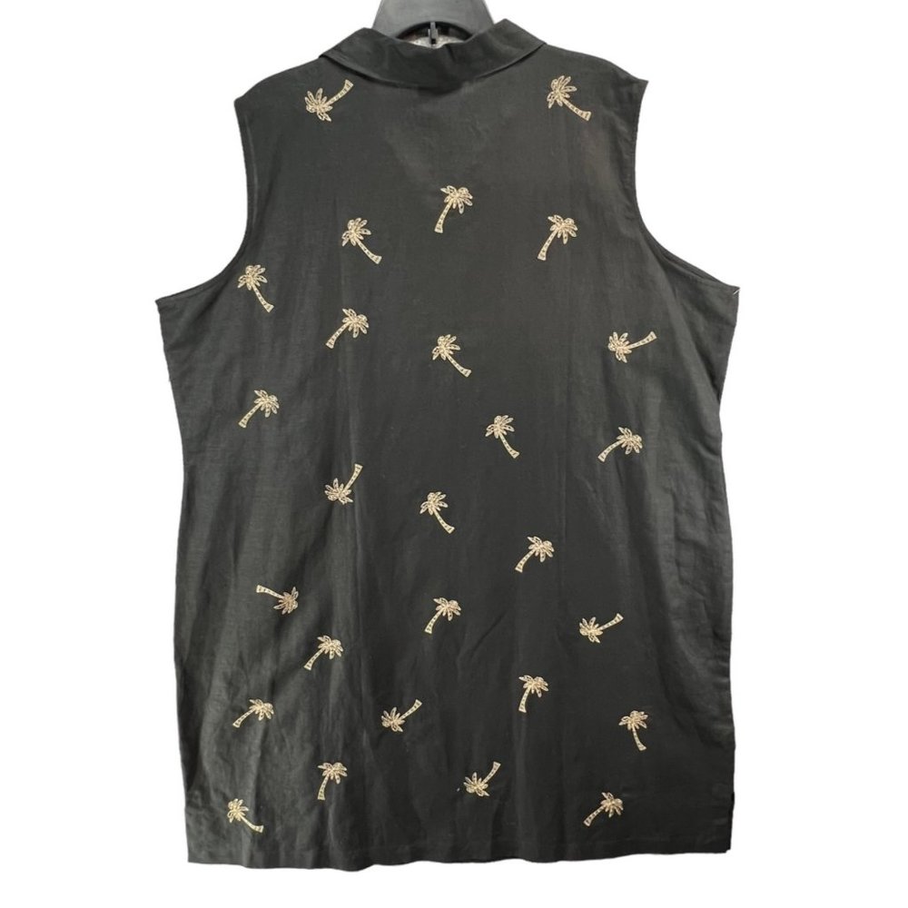 Coldwater Creek Dress Womens 3XL Black Linen Blend Sheath Sleeveless Palm Trees - Picture 3 of 10
